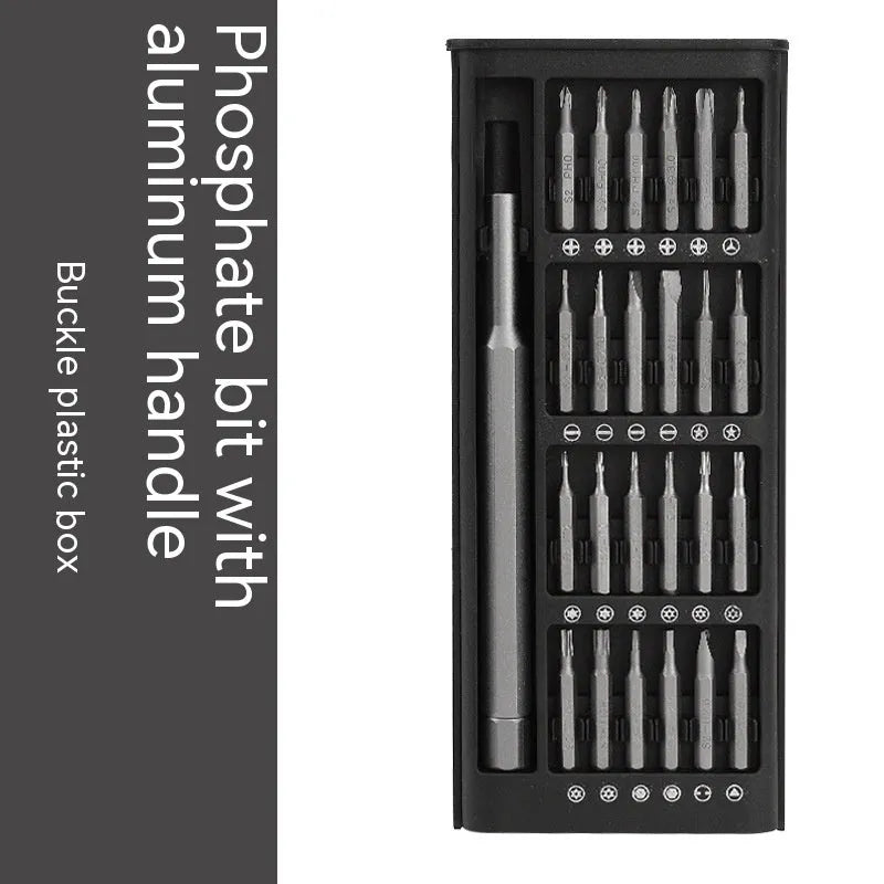 24-in-1 precision magnetic screwdriver repair set with carbon steel bits and chrome vanadium steel shaft on white background