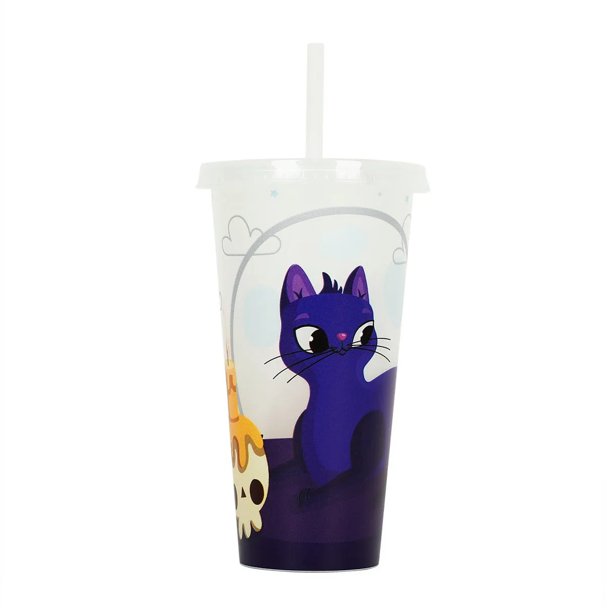 720ml plastic Halloween sippy cup with luminous straw in one of six colours