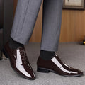 Men's business formal pointed toe shoes in black PU leather, size 38-48