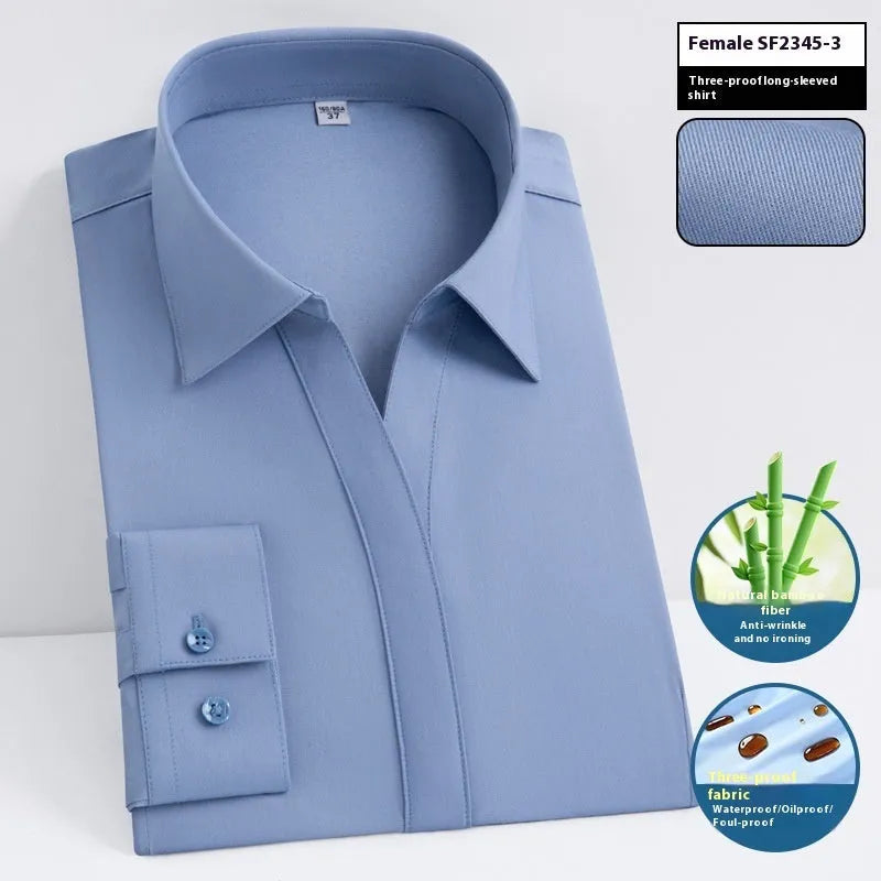 Men's slim fit waterproof bamboo fibre business shirt with square collar.
