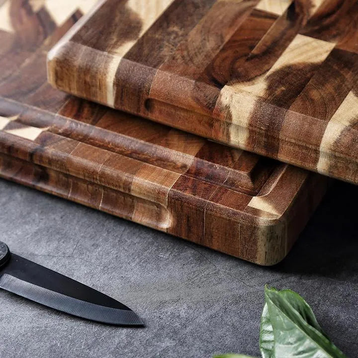 Brown acacia wood parquet cutting board 3cm thick for kitchen chopping