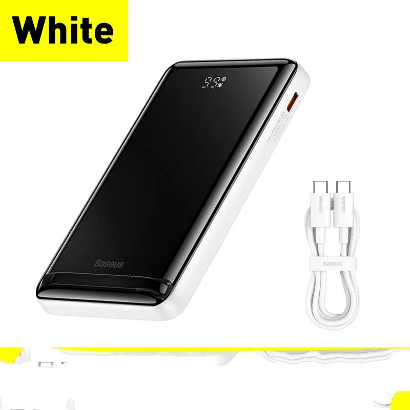 3-in-1 slim magnetic power bank wireless in blue with USB cable and PC+ABS shell