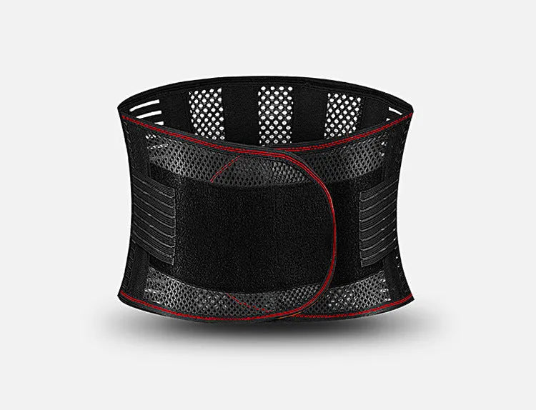 Black sports waist support with steel plate insert for adult lumbar protection during fitness activities