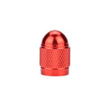 Anodised aluminium mountain bike tyre valve cap in one of five colours: black, blue, gold, red, or silver.