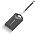 Compact black and silver aluminium USB flash drive shown next to a ruler indicating its small 23mm length.