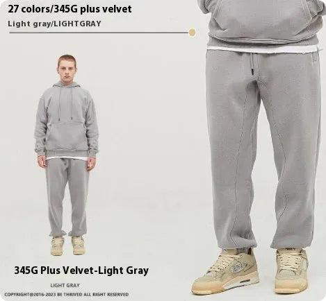 Men's solid colour velvet sweatpants with elastic ankle band in various colour options