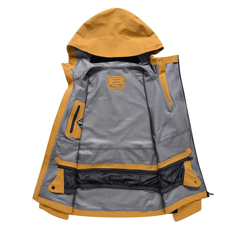 Thin windproof waterproof ski suit for men and women in yellow, black, grey or liner colour