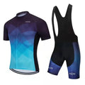 Cycling jersey and shorts set for men and women on a summer bike ride.