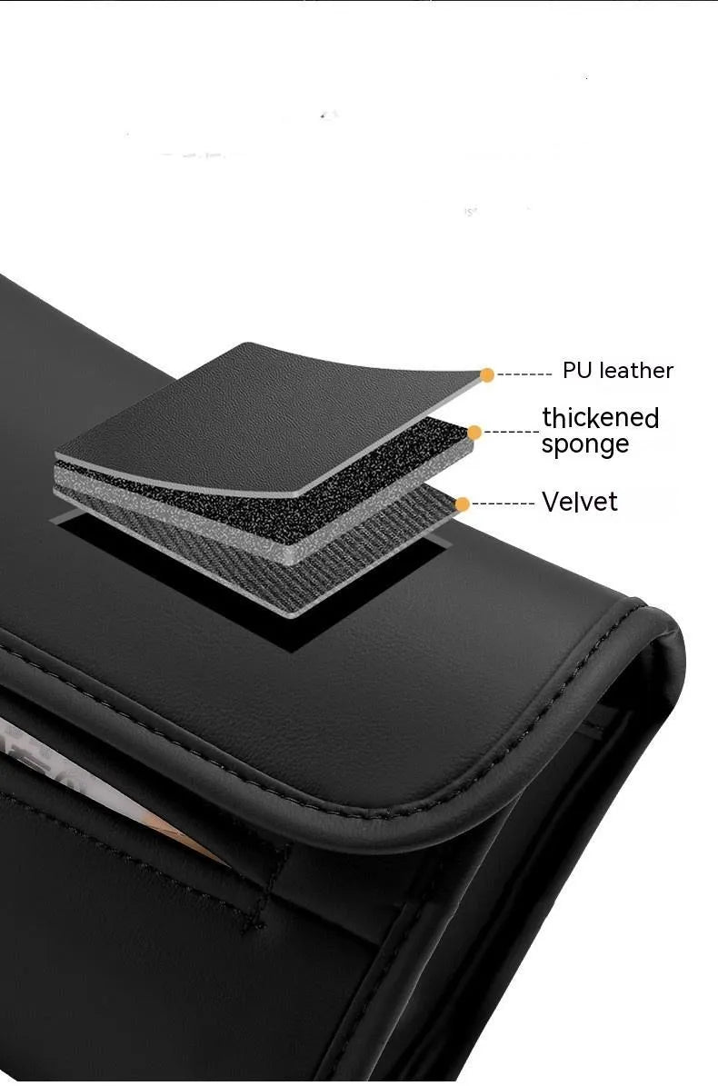 Leather car tissue box with elastic band for mounting on sun visor or chair back