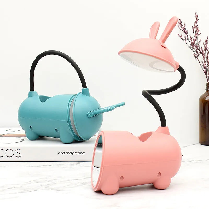 Cartoon design desk lamp with built-in pen container in green colour