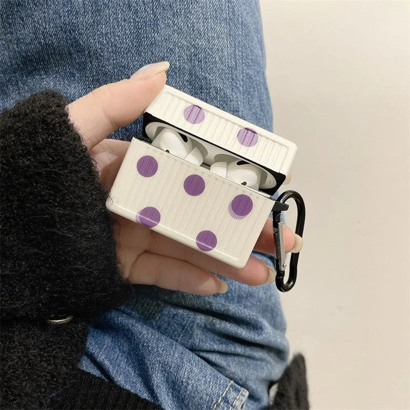 Purple silicone polka dot phone case for iPhone 12 and AirPods Pro