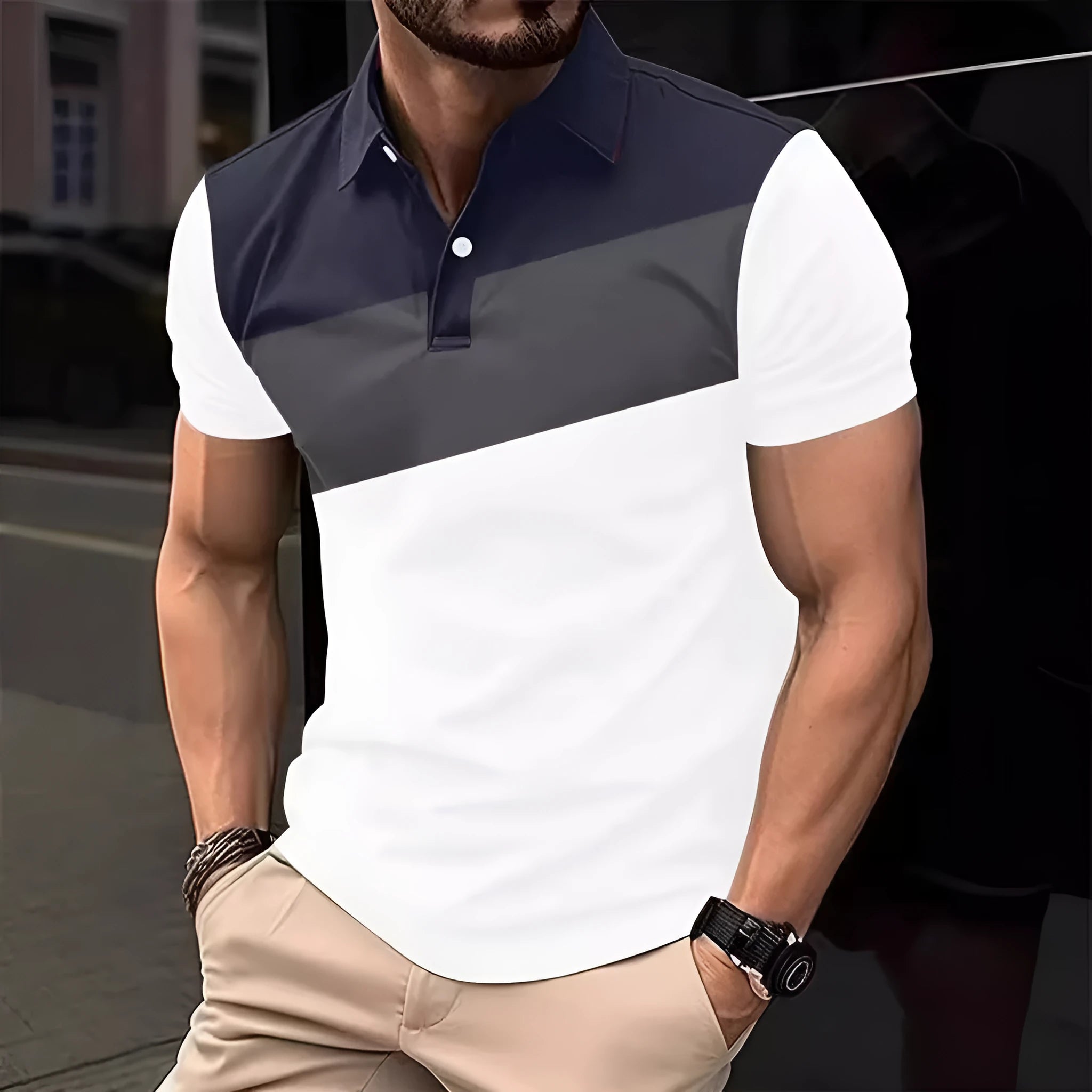 Men's loose fit short sleeve t-shirt with 3D digital print in colour LM-PL047