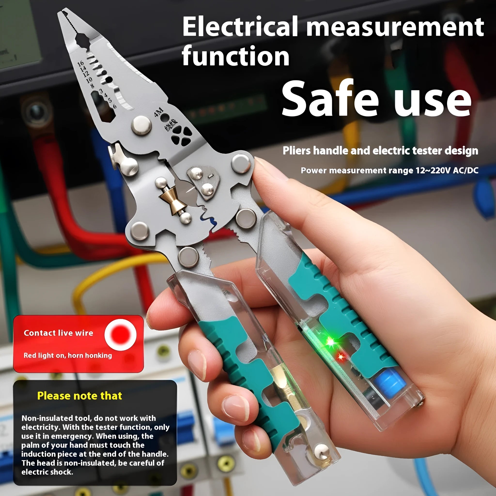 Electricians' wire stripper pliers with pointed design and rust prevention coating