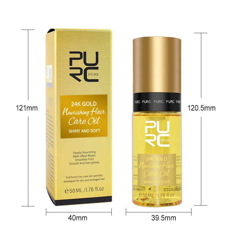 Yellow 50ml bottle of hair essential oil for curly hair care and scalp treatment.