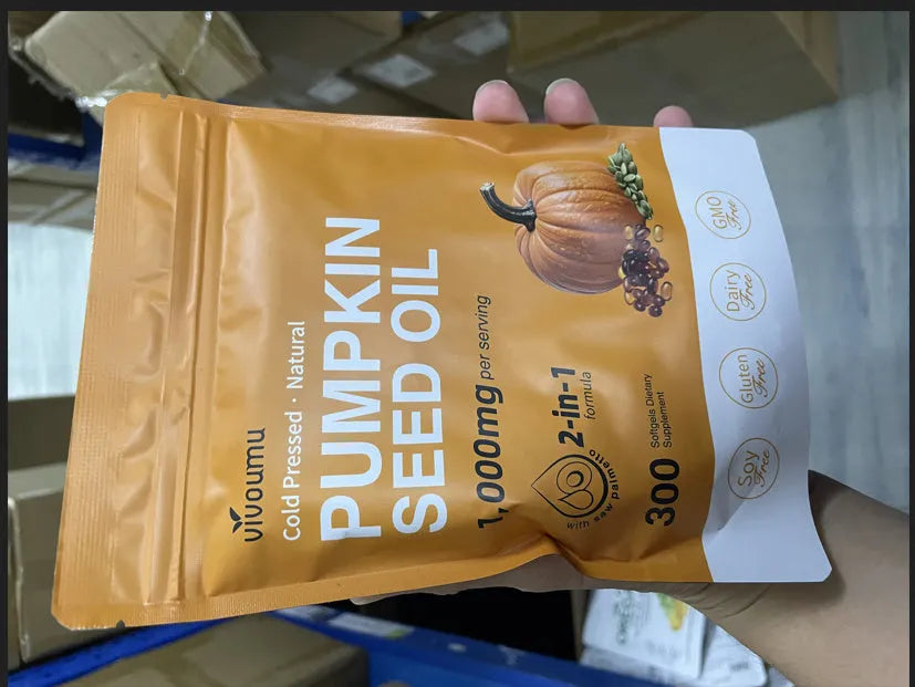 Vitamin Diet yellow pumpkin seeds soft capsules in bottle for adult dietary supplement