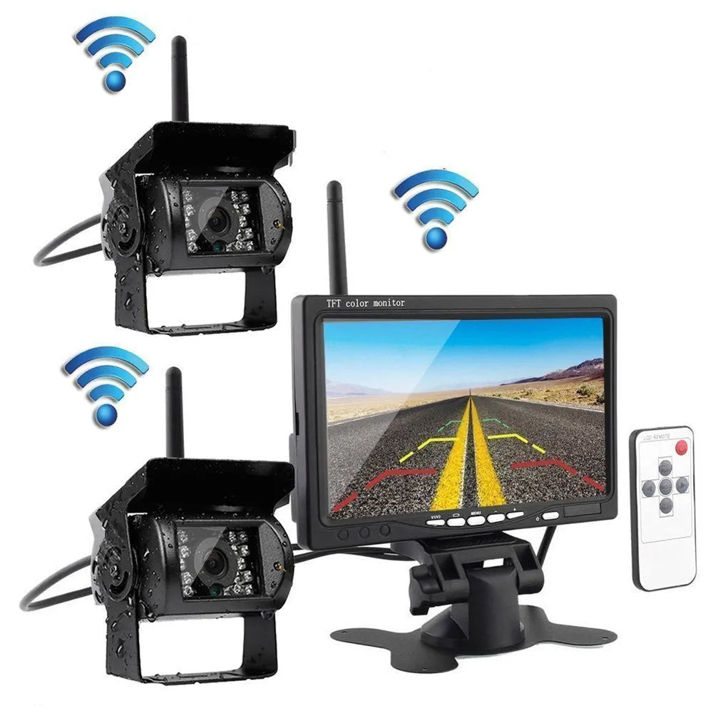 7 inch black wireless reversing monitor for forklift harvester vehicle TFT LCD screen