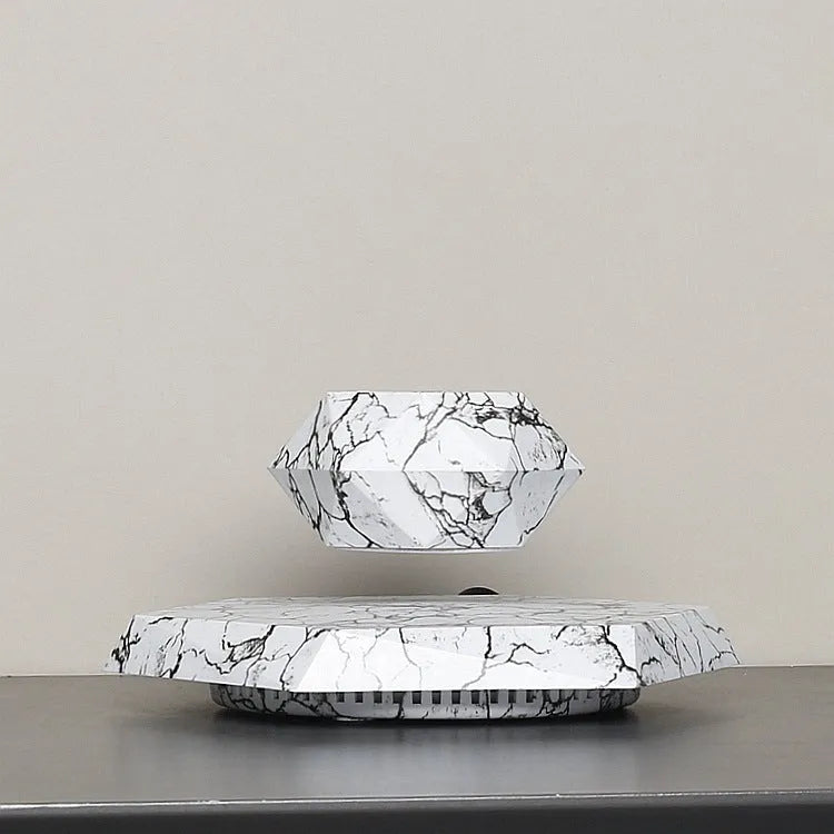 Levitating plant pot marble colour floating with magnetic levitation base