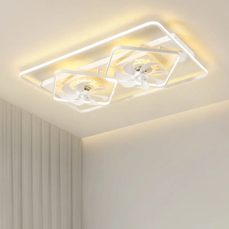 Thin suction ceiling fan light with plastic blades and acrylic lampshade, modern simple style