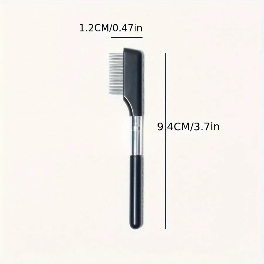 Black pet grooming brush with soft bristles and comb attachment for eye area cleaning on dogs and cats