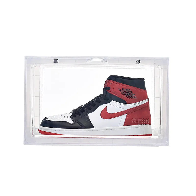 Folding PP plastic sneaker storage box, black, outer dimensions 34 x 25 x 18.2 cm, stacked shoe cabinet