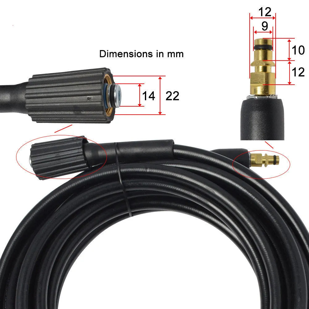 High pressure car wash tube set with copper and nylon gun in black for 18MPa car washing