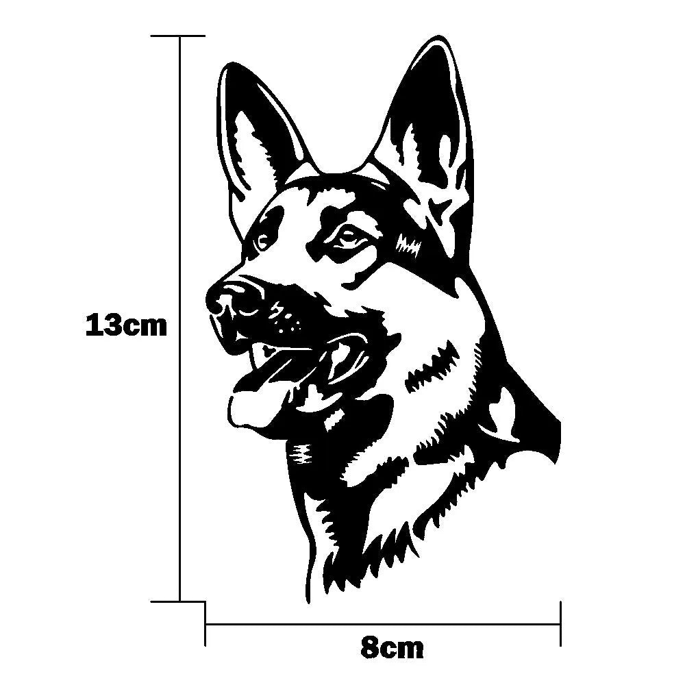 Reflective Alsace Shepherd dog car bumper sticker measuring 13cm by 8cm