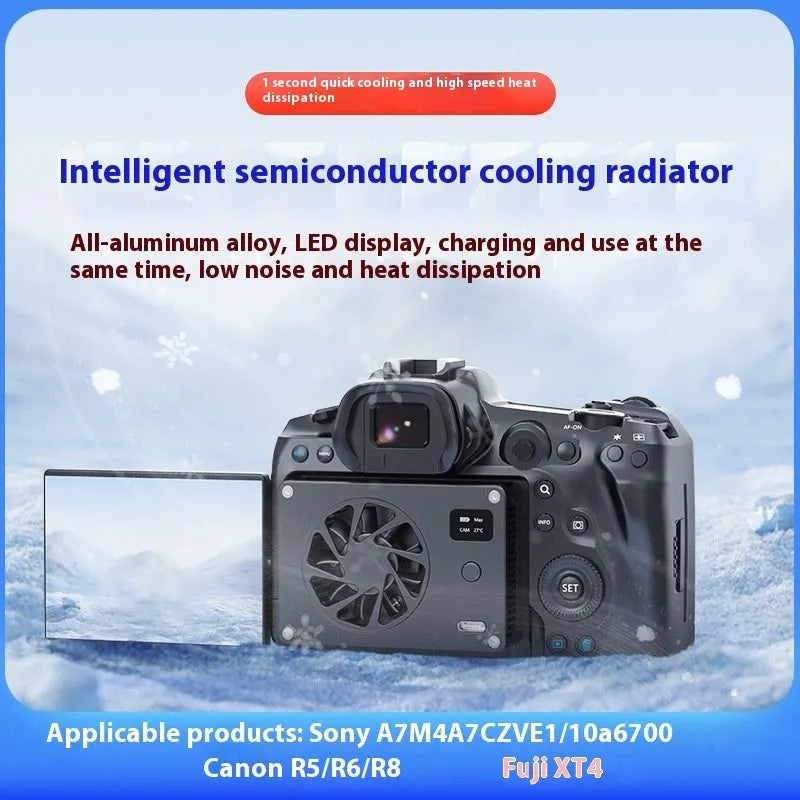 Black aluminium alloy smart cooling fan radiator with fins, dimensions 89mm by 52mm