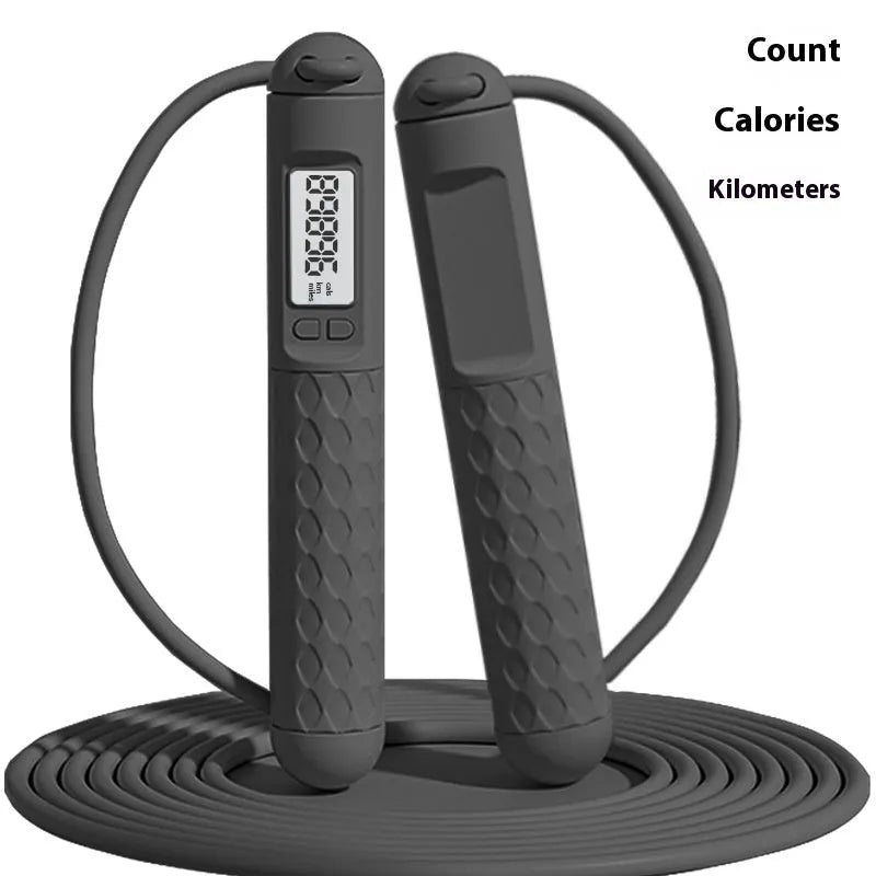 Fitness skipping rope with ball bearings and ABS plastic handles in various colours