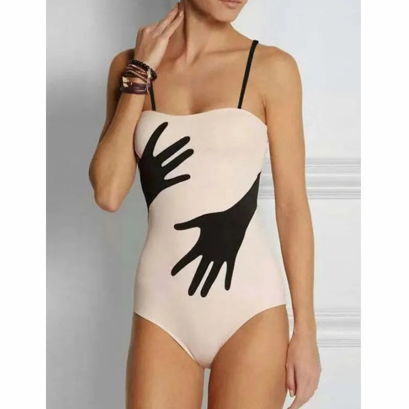 Women's polyester bikini swimsuit with attached tulle skirt in two-piece design