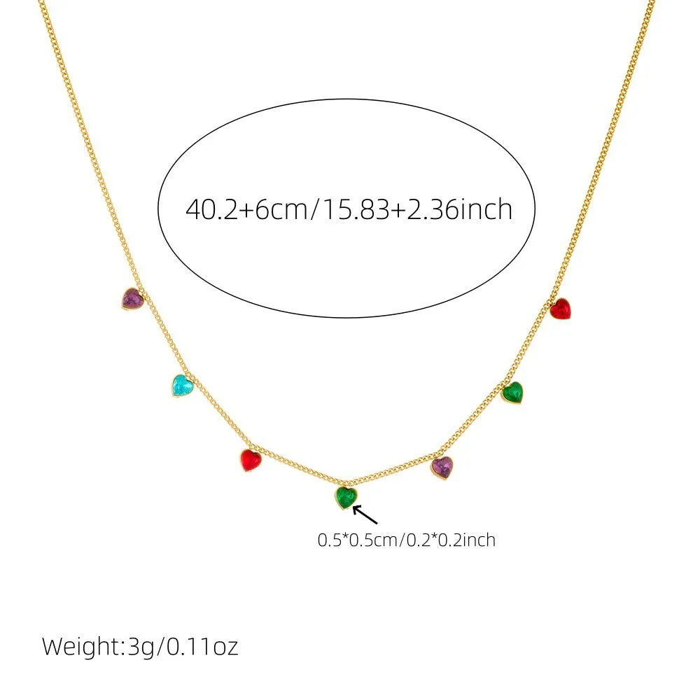 Women's gold-plated stainless steel necklace with heart pendant and adjustable chain
