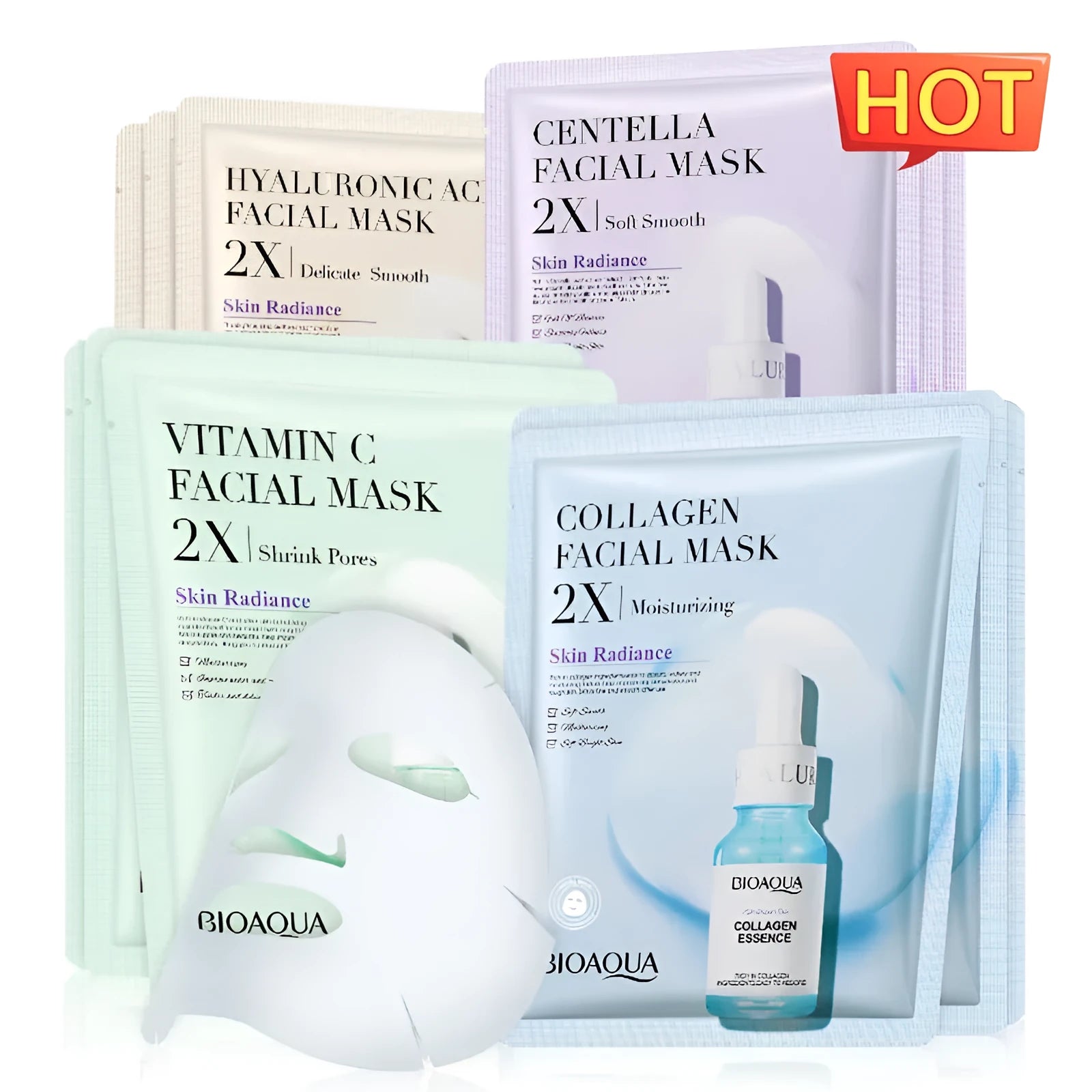 Single use sheet mask pack for face with collagen hyaluronic acid gel formula