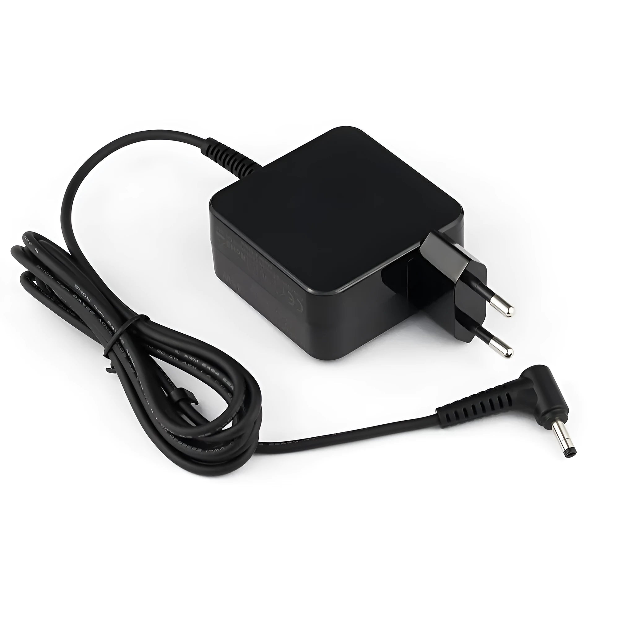 Black 45W laptop power adapter with American standard plug and DC connector