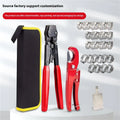 Single ear metal clamp with carbon steel cutting edge and red cloth handle for PEX pipe applications