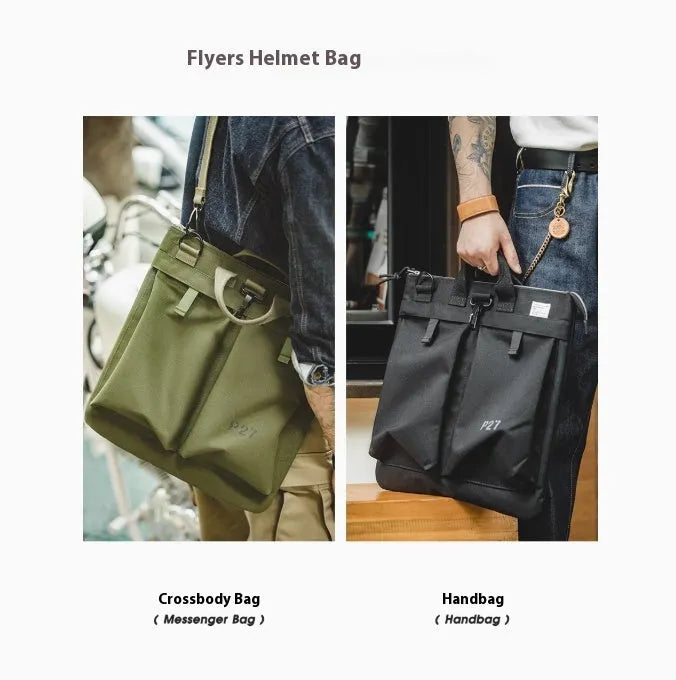 Canvas crossbody messenger bag in military green with 15 inch laptop compartment and shoulder strap