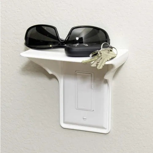 White plastic socket storage rack organiser with multiple slots for holding tools, shown with dimensions 14cm by 10cm by 15cm.