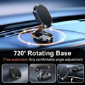 Chrome magnetic car phone holder with 360-degree rotation on dashboard