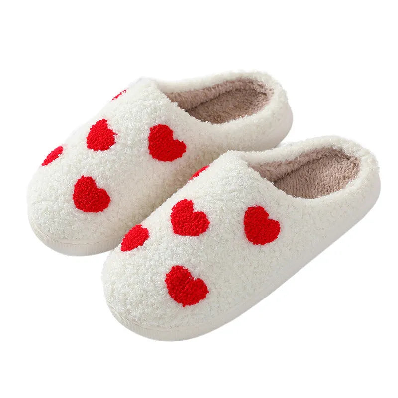 Women's plush cartoon love style slippers with non-slip PVC sole in Big Love colour.