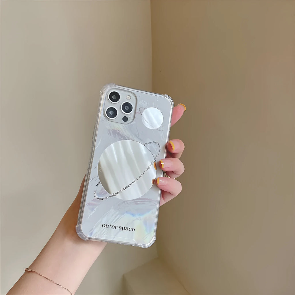 Cool Wind space planet mirror TPU phone case for iPhone 13 Pro Max in mirror-planet colour