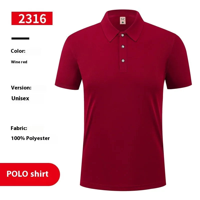 Ice silk polo shirt short sleeve pullover in polyester viscose blend fabric