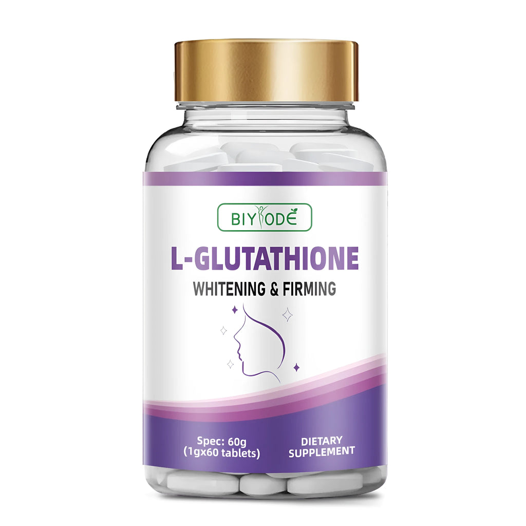 Bottle of Biyode L-Glutathione Tablets 60 tablets for skin whitening and firming original flavour