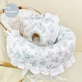 Pure cotton pet stroller three-piece set showing anti-dirty towel, cushion and pillow in striped pattern