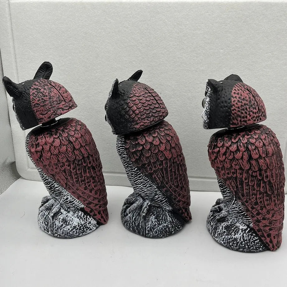 Plastic artificial owl bird deterrent ornament with shaking head design for outdoor pest control