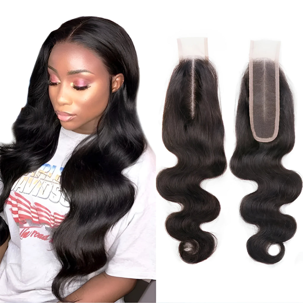 Hand-woven straight human hair wig for women in natural colour, shown in various lengths.