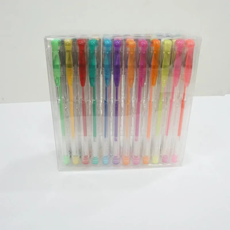 Set of 100 gel colour pens with watercolour and highlighter tips in plastic shells