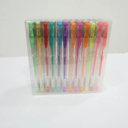 Set of 100 gel colour pens with watercolour and highlighter tips in plastic shells
