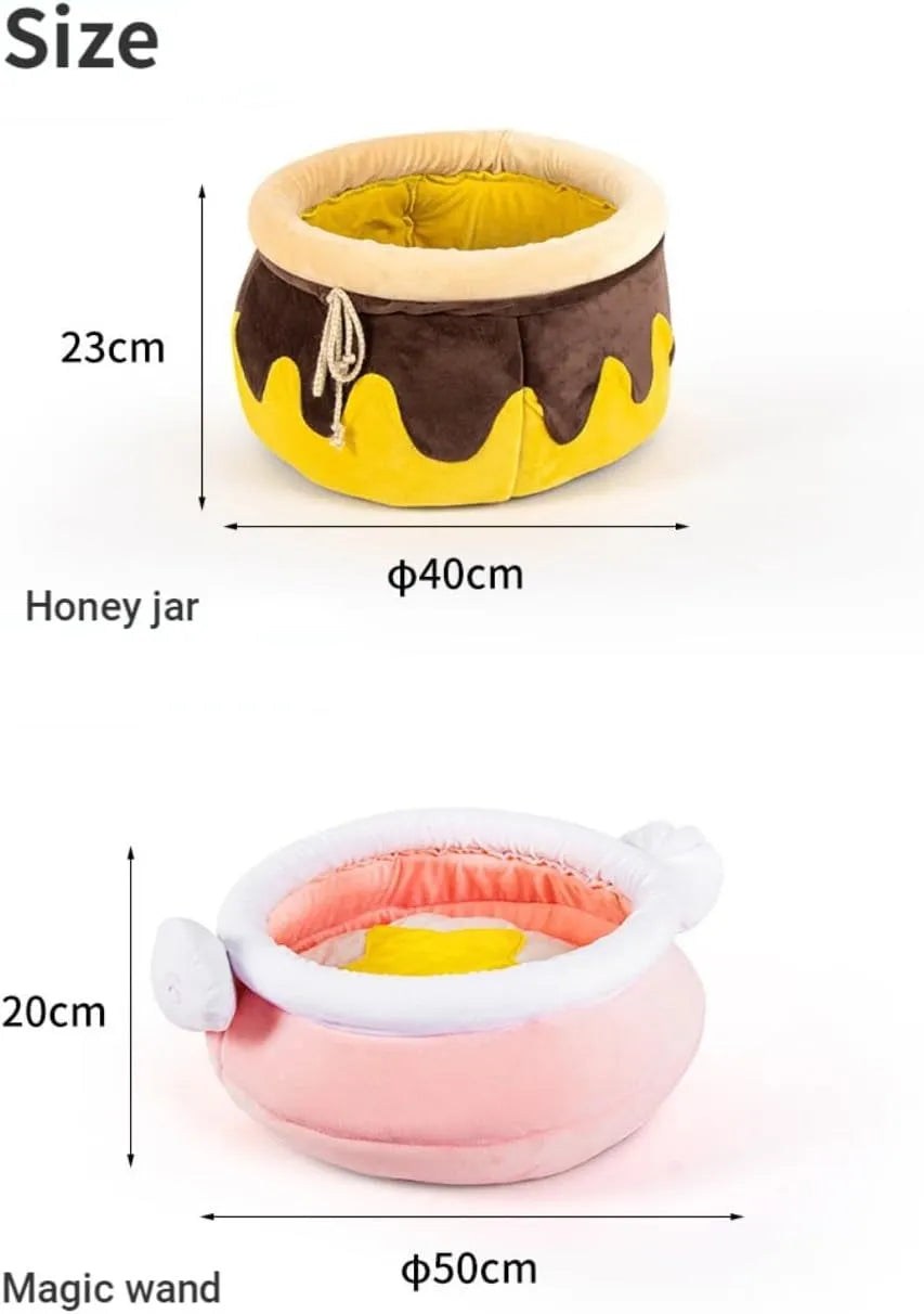 Honey pot magic shape cat sofa bed with removable pad in pink or yellow for small cats and dogs
