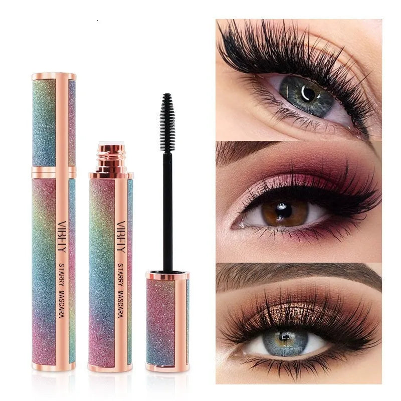 Black 4D curling waterproof mascara for thick lashes in English packaging