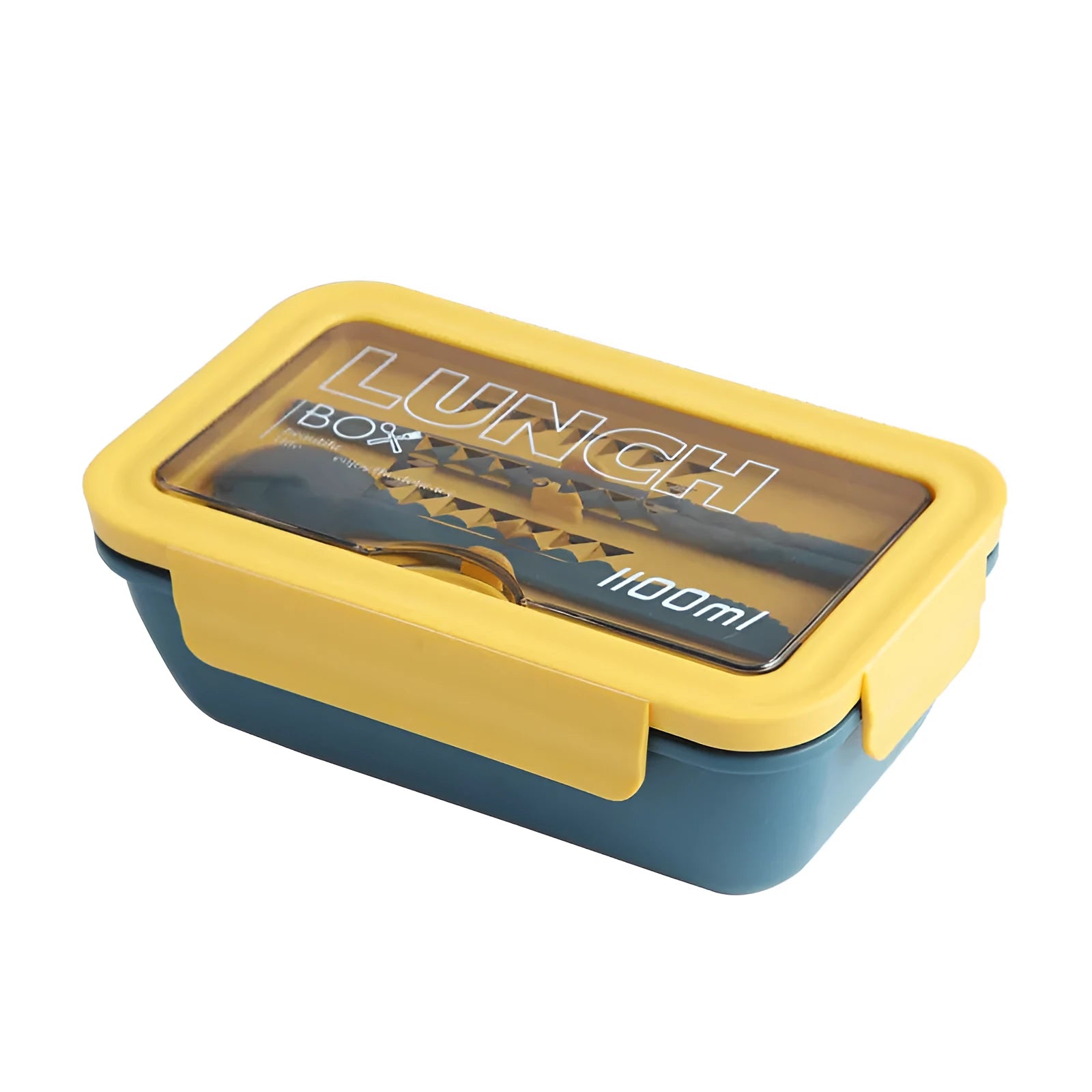 Green four-layer partitioned bento lunch box with separate food compartments