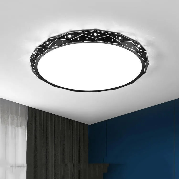 Round LED ceiling lamp with iron frame, black or white, 30-60cm diameter, 18-48W, 220V, for living room or bedroom