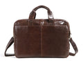 Brown men's business briefcase in first-layer cowhide leather with 18-inch size